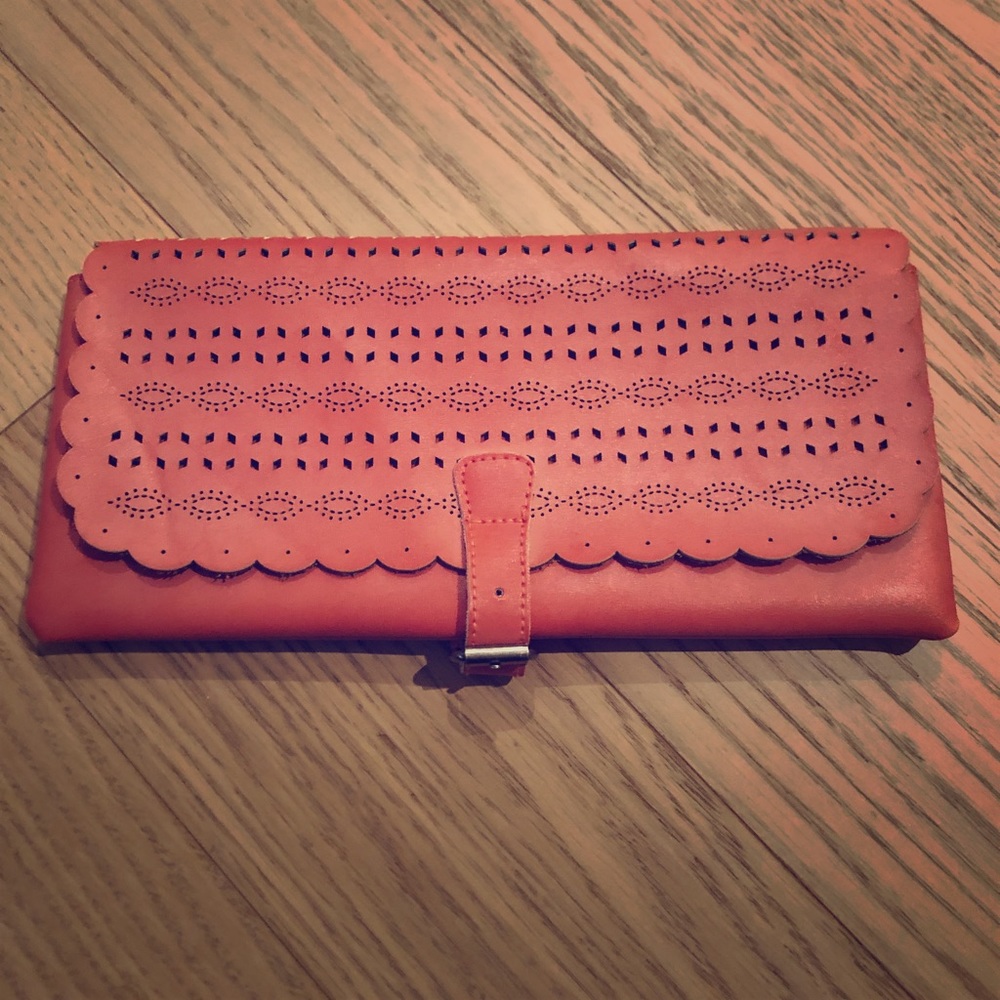 Orange boho clutch with silver clasp